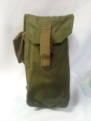 Vintage Army Military Us Ammunition Carrier Bag With Side Pouch And Belt Clip