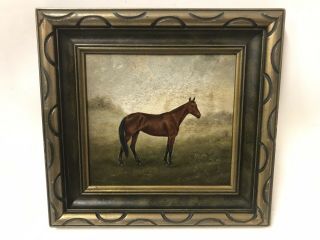 Antique American Sporting Art Horse Portrait Oil Painting By William C Van Zandt