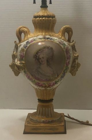 Antique French Sevres? Hand Painted Porcelain Urn/lamp