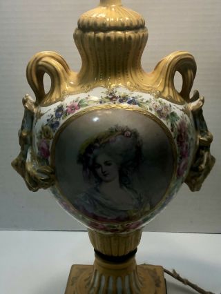 Antique French Sevres? Hand Painted Porcelain Urn/lamp 2