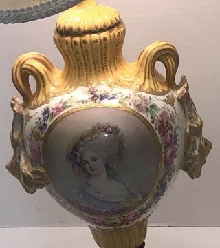 Antique French Sevres? Hand Painted Porcelain Urn/lamp 3