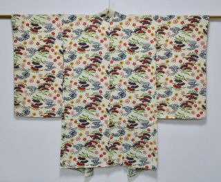 Japanese Kimono Silk Long Haori / Very Rare / Ryukyu - Island Katazome /57