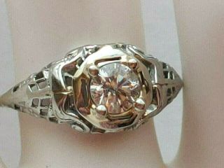 14k White Gold Antique/vintage.  50 Ct.  Diamond Engagement Ring Size 5.  5