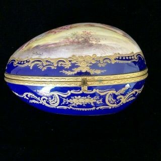 19th C Antique French Gilt Bronze Sevres Porcelain Egg Box Chateau Des Tuileries