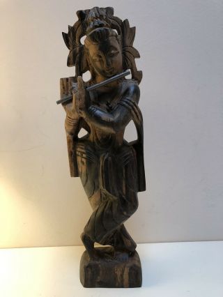 Vintage Statue Sculpture Indian Hindu Love God Krishna Playing Flute