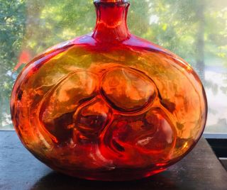 Vintage Hand Blown Empoli Amberina Bubble Decanter 1960’s 11”,  Tall With Atopper 2