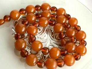 Vintage Beads Necklace Butterscotch Egg Yolk Baltic Amber 81 Gr