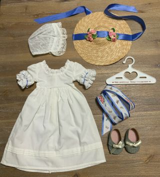 Felicity Summer Gown,  Lace Cap,  Slippers & Straw Hat American Girl Pleasant 1994