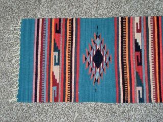 Runner 59x16” Vintage Southwestern Native American Style Blanket Rug Carpet Wool 3