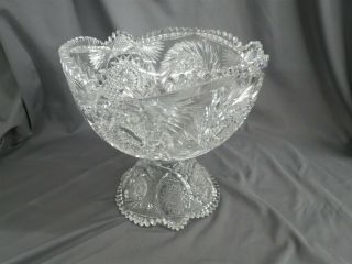 Vintage 10 " Lead Crystal 2 - Piece Punch Bowl