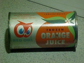 Vintage Red Owl Grocery Store Orange Juice Tin Can Antique 6 Fluid Ounce Neat