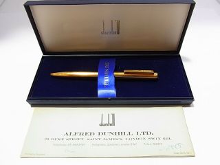 Vintage Dunhill Gold Plated Push Action Ballpoint Pen W/box