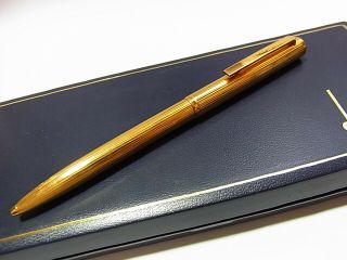 Vintage Dunhill Gold Plated Push action Ballpoint Pen W/Box 2