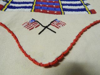 Vintage N.  Cheyenne Indian Northern Plains Beaded Usa Flags Pouch/purse Bag Xlnt