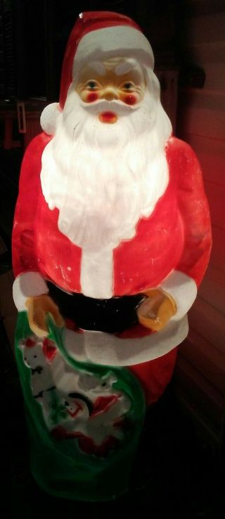 Vintage Empire Plastics 46 " Santa & Presents Blow Mold Light Up Christmas Figure