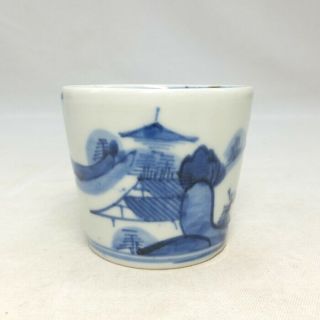 E013: Japanese Really Old Ko - Imari Blue - And - White Porcelain Cup Soba - Choko 2