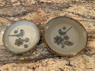 Wonderful Ken Edwards Mexico Hand Painted Pottery Dishes Pair