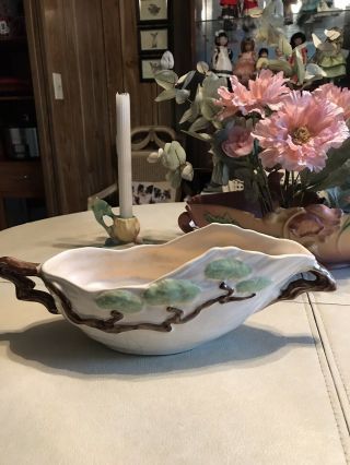 Vintage Roseville Pottery White Ming Tree Console Bowl 528 - 10 "