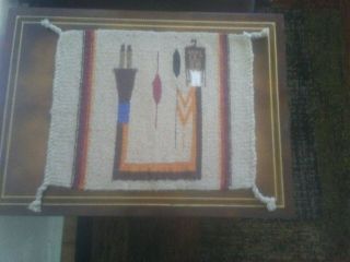 Native American Hand Woven Wool Yei Sampler Rug With Weaver 