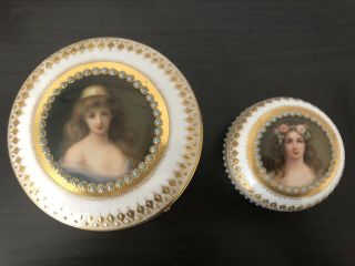 A Antique Royal Vienna Porcelain Jewelry Boxes Signed Wagner