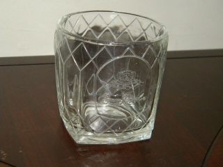 Vintage Crown Royal Whiskey Liquor Low Ball Old Fashioned Cocktail Rocks Glass