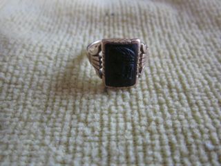 Antique 14 K Gold And Onyx Roman Rulers Ring,  Size 9