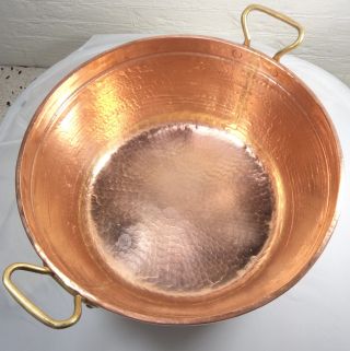 Vintage massive French hammered copper jam pan – Very rare - Welds in the former 3