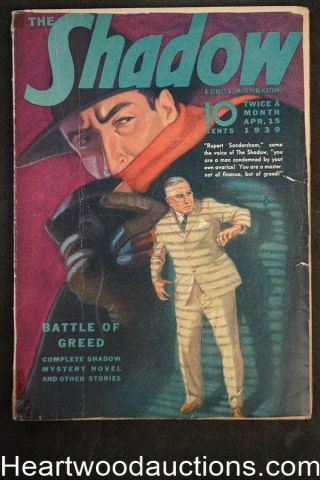 The Shadow Apr 15,  1939 Graves Gladney Cover,  Edd Cartier Art,  Frank Gruber