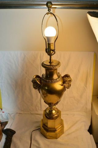 1972 Chapman Rams Head Brass Table Lamp Mid Century Modern Hollywood Urn Trophy