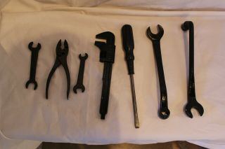 7 Vintage Ford Script Signed,  Model T & A Wrenches / Pliers Tools,  Made In Usa