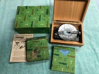 Vintage Mountain Scene Thorens No.  30 Music Box W/ 21 Discs,  Switzerland Made