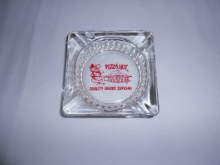 Vintage Glass Pizza Hut " Quality Reigns Supreme " Ash Tray With Pete,  Cond.