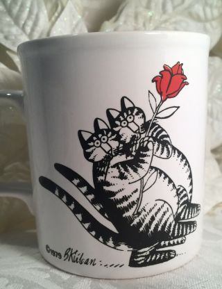 Vintage Kliban Cat Mug Cup Tango Dancing Red Rose 1979 Made In England 3 3/4”