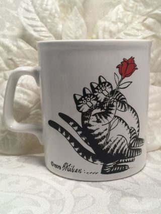 Vintage Kliban Cat Mug Cup Tango Dancing Red Rose 1979 Made In England 3 3/4” 2