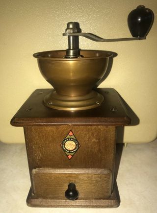 Vintage Garantied Forged Coffee Grinder Made In Western Germany Wood Copper