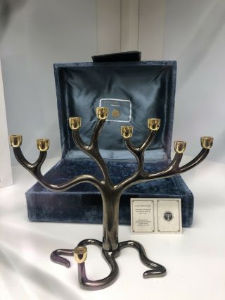 Sandra Kravitz Rosenthal Tree Of Life Menorah Judaica Silver - Plate 11 " X9 " Brass