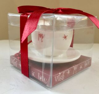 Starbucks Wish Joy Love Cappuccino Cup and Saucer Christmas Ornament 2005 3
