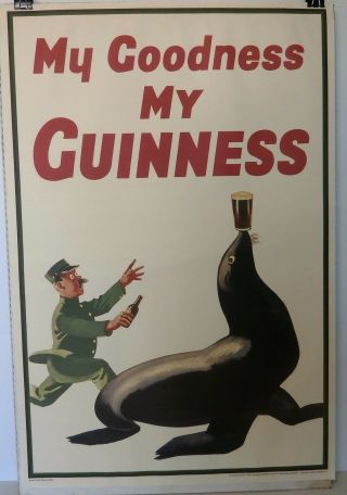 24 " X 36 " Guinness Poster My Goodness My Guinness Sea Lion Official Pub Ad