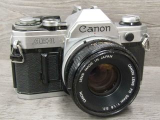 Vintage Canon Ae - 1 35mm Slr Film Camera 50mm 1.  8 Lens Needs Mirror Foam