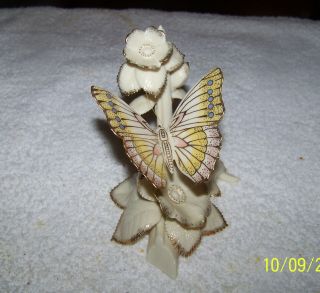 Lenox Splendor Of Spring Butterfly White Porcelain Flower Figurine