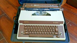 Vintage 1980s Royal Academy Correcting Portable Electric Typewriter & Case