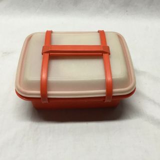 Vintage Tupperware Red Lunch Box Pack N’ Carry Handle Sandwich Keeper Usa