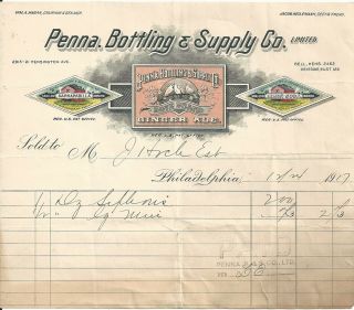 1917 Billhead - Penna.  Bottling & Supply Co.  - Philadelphia,  Pa