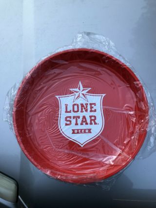 Lone Star Beer 13 " Metal Serving Tray.  Red/white.  Texas,  Brewer