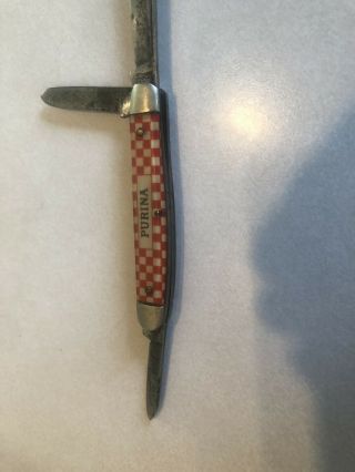 Vintage Purina 3 Blade Pocket Knife Kutmaster Utica USA 3