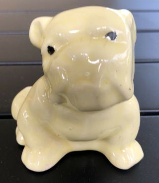 Vintage Ceramic Morton Pottery Yellow Dog Bulldog Puppy Planter