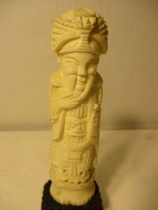 Chinese Hand Carved Ivory Color Resin Statue Of Wise Man 5 
