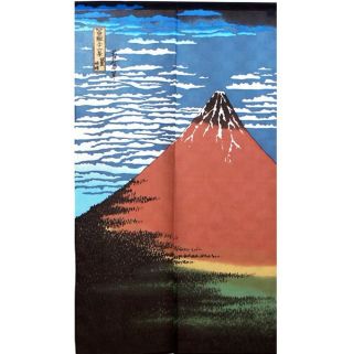 Noren Japanese Curtain Doorway Divider Tapestry Japan Made Ukiyoe Red Fuji