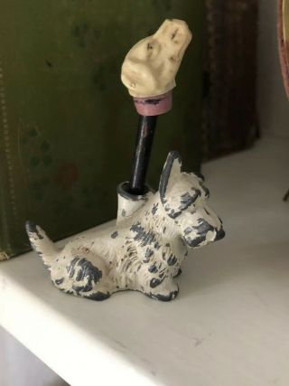 Antique Dog Westie Pencil Holder RARE 2