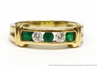 Honora 18k Yellow Gold Fine Diamond Natural Emerald Ladies Vintage Ring